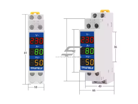 Modulinis | skaitmeninis elektros energijos voltmetras | ampermetras | dažnio indikatorius | 80-500VAC | 0-100A | 25-75Hz | DIN 2 Modulinis | skaitmeninis elektros energijos voltmetras | ampermetras | dažnio indikatorius | 80-500VAC | 0-100A | 25-75Hz | DIN 2