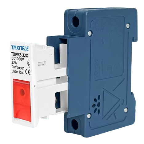 Modułowy uchwyt rozłącznika bezpiecznikowego | blok do instalacji fotowoltaicznych | z wskaźnikiem | 1P | 32A | 1000VDC | 10x38mm | na szynę DIN 1 Modułowy uchwyt rozłącznika bezpiecznikowego | blok do instalacji fotowoltaicznych | z wskaźnikiem | 1P | 32A | 1000VDC | 10x38mm | na szynę DIN 1