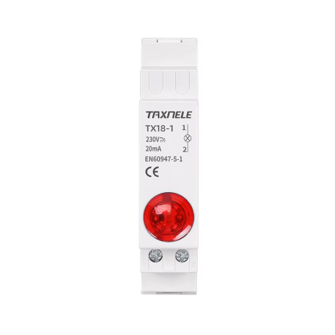 Moodul-signaal LED lamp | 18mm | punane | 230V AC/DC | IP20 | DIN-liistule paigaldatav | elektrikilpidele ja kappidele Moodul-signaal LED lamp | 18mm | punane | 230V AC/DC | IP20 | DIN-liistule paigaldatav | elektrikilpidele ja kappidele