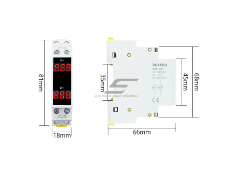 Modulinis | skaitmeninis elektros energijos voltmetras | ampermetras | 80-500VAC | 0-100A | DIN 3 Modulinis | skaitmeninis elektros energijos voltmetras | ampermetras | 80-500VAC | 0-100A | DIN 3