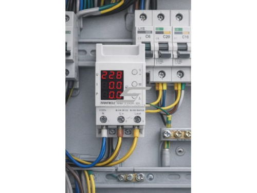 Modulinė įtampos ir srovės kontrolės relė | vienfazė | 63A | DIN montavimas | 230V | reguliuojama | virš/žem įtampa + viršsrovė | TAXNELE 3