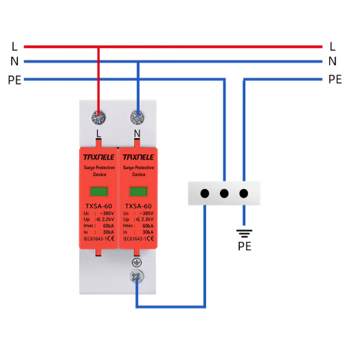 Modulaarne ülepinge kaitse 2P | 40kA | 385VAC | DIN 4 Modulaarne ülepinge kaitse 2P | 40kA | 385VAC | DIN 4