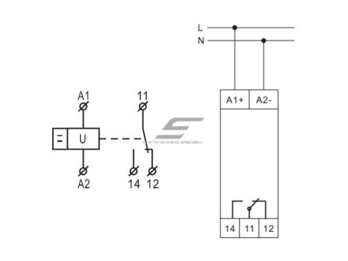 Modulinė įtampos kontrolės relė | viršįtampių ir žemos įtampos apsauga | 1F | 16A | 12VDC | 9-15V | mechaninė | DIN 3