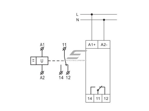 Modulinė įtampos kontrolės relė | viršįtampių ir žemos įtampos apsauga | 1F | 16A | 230VAC | 225-275V | 165-215V | mechaninė | DIN 3