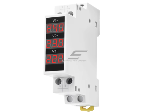 Modulinis | skaitmeninis elektros energijos voltmetras | trifazis | 80-500VAC | DIN 1 Modulinis | skaitmeninis elektros energijos voltmetras | trifazis | 80-500VAC | DIN 1