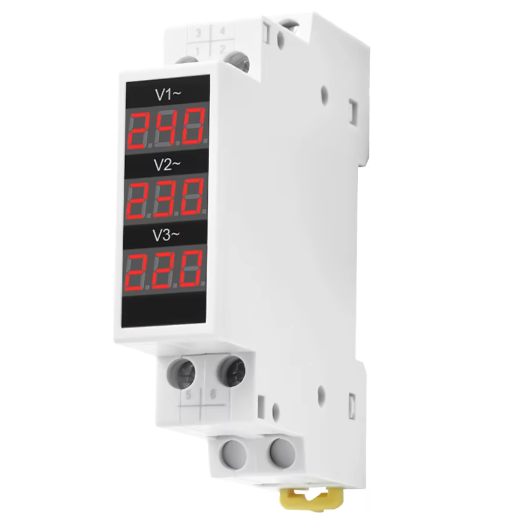 Modulārs | Digitālais elektriskās enerģijas voltmetrs | Trīsfāzu | 80–500VAC | DIN 1