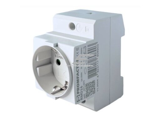 Modulinis kištukinis lizdas montuojamas ant DIN | 16A | 230V | schuko | baltas | IP20 | Promfactor Baltic | RMD16 | 4779040159936 1 Modulinis kištukinis lizdas montuojamas ant DIN | 16A | 230V | schuko | baltas | IP20 | Promfactor Baltic | RMD16 | 4779040159936 1