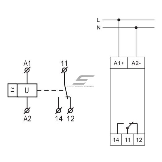 Moodulne pinge kontrollrelee | 1 faas | 16A | 24-48VAC/DC | 20-80V | mehaaniline | DIN-liist 3