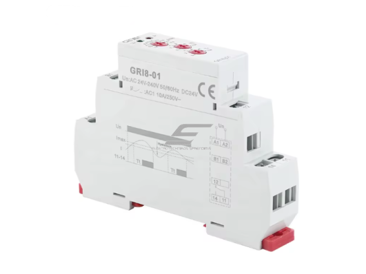 Srovės viršijimo stebėjimo relė | iki 10 A | 0.5–16 A | AC/DC 24–240 V | elektroninė apsauga | ant DIN bėgelio | GEYA GRI8-01 2