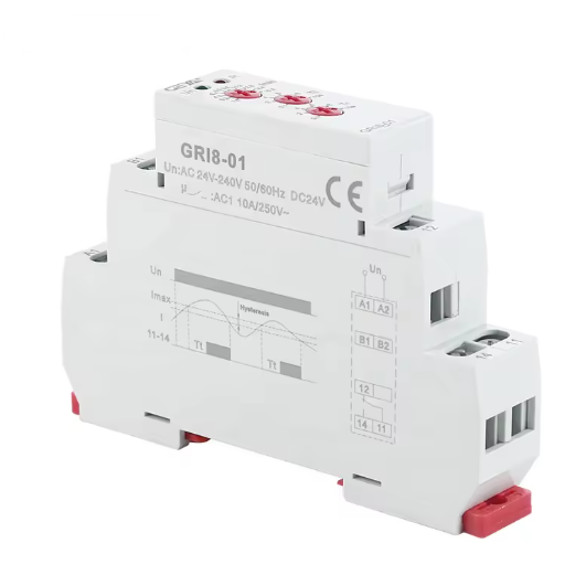 Overcurrent monitoring relay | up to 10 A | 0.5–16 A | AC/DC 24–240 V | electronic protection | DIN rail mounted | GEYA GRI8-01 2 Overcurrent monitoring relay | up to 10 A | 0.5–16 A | AC/DC 24–240 V | electronic protection | DIN rail mounted | GEYA GRI8-01 2
