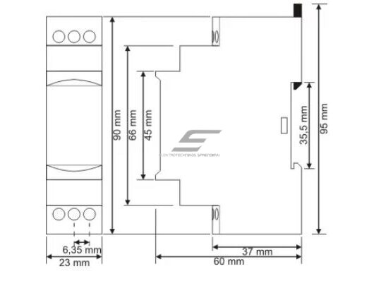 Modulinė laiko relė | laikmatis | su įjungimo uždelsimu | 0,1-3min | 5A | 150-260VAC / 24VAC/DC | DIN 2