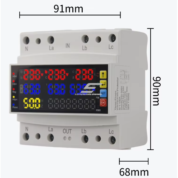 Moduļu | digitālais sprieguma un strāvas kontroles | aizsardzības | fāžu secības nelīdzsvarotības relejs | 3F | 80A | 230V | DIN 3 Moduļu | digitālais sprieguma un strāvas kontroles | aizsardzības | fāžu secības nelīdzsvarotības relejs | 3F | 80A | 230V | DIN 3