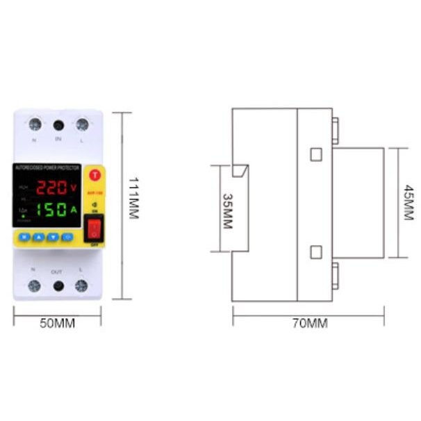 Modułowy | cyfrowy | wielofunkcyjny przekaźnik kontroli napięcia | prądu | ochrony przed prądem upływowym | z automatycznym ponownym załączeniem | 1-150A | 110V/230V | DIN 3 Modułowy | cyfrowy | wielofunkcyjny przekaźnik kontroli napięcia | prądu | ochrony przed prądem upływowym | z automatycznym ponownym załączeniem | 1-150A | 110V/230V | DIN 3