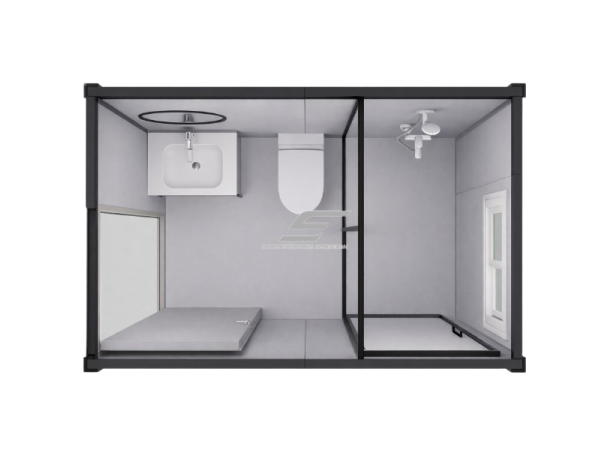 Mobilus sanitarinis konteinerinis WC | tualetas su praustuvu ir dušu | 1505x2270x2255mm 1