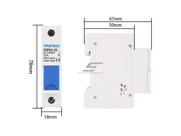 Modulinis saugiklių kirtiklių laikiklis | blokas saulės elektrinėms | 1P | 32A | 1000VDC | 10x38mm | DIN 3 Modulinis saugiklių kirtiklių laikiklis | blokas saulės elektrinėms | 1P | 32A | 1000VDC | 10x38mm | DIN 3