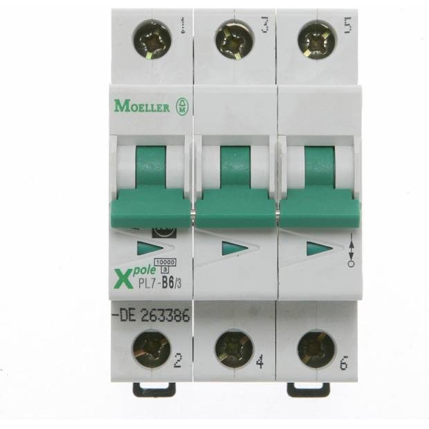 Modulaarne kaitselüliti 3P | 6A | B | 10kA | DIN | MCB | Moeller PLSM-B6/3-MW