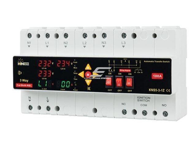 Modulinis rezervinis automatinis galios perjungiklis su apsaugos funkcijomis | generatoriams | nepertraukiamam elektros energijos tiekimui | 3 įėjimai | 2P | 100A | 230V 1 Modulinis rezervinis automatinis galios perjungiklis su apsaugos funkcijomis | generatoriams | nepertraukiamam elektros energijos tiekimui | 3 įėjimai | 2P | 100A | 230V 1