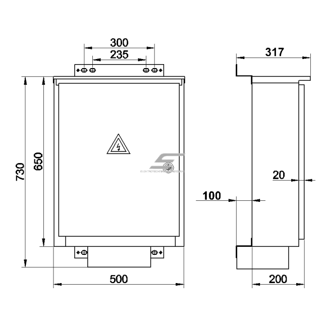 Modułowa rozdzielnica | skrzynka | 54 modułów | 650x500x200mm | natynkowa | stal ocynkowana | IP44 1 Modułowa rozdzielnica | skrzynka | 54 modułów | 650x500x200mm | natynkowa | stal ocynkowana | IP44 1