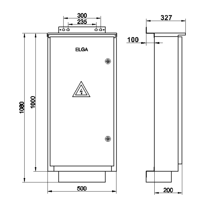 Modular distribution cabinet | box | 90 modules | 1000x500x200mm | surface-mounted | galvanized steel | IP44 1