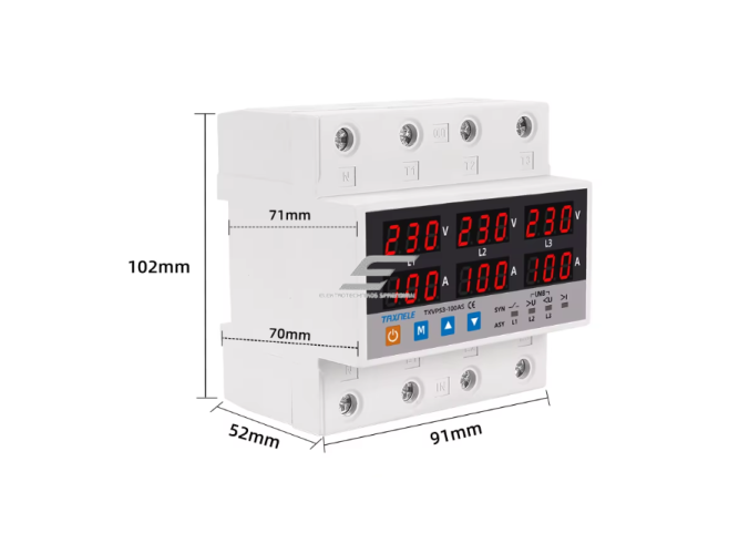 Modulinė įtampos kontrolės relė | skaitmeninė | 3 fazių | 100A | 220V | DIN | viršįtampio | įtampos kritimo | srovės apsauga | TAXNELE 1 Modulinė įtampos kontrolės relė | skaitmeninė | 3 fazių | 100A | 220V | DIN | viršįtampio | įtampos kritimo | srovės apsauga | TAXNELE 1
