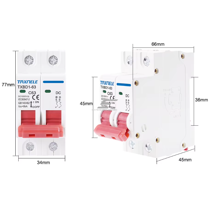 Modulārs aizsargājošs līdzstrāvas automāts saules paneļiem 2P | 20A | 1000VDC | 6kA | DIN 4 Modulārs aizsargājošs līdzstrāvas automāts saules paneļiem 2P | 20A | 1000VDC | 6kA | DIN 4