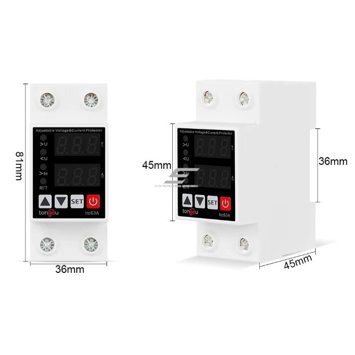 Modular | digital voltage and current monitoring | protection relay | 1-phase | 1-63A | 230V | DIN 2 Modular | digital voltage and current monitoring | protection relay | 1-phase | 1-63A | 230V | DIN 2