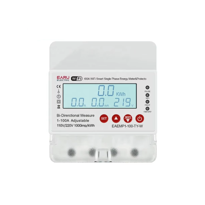 Inteligentny jednofazowy licznik energii elektrycznej z Tuya WiFi | 100A | AC230V | LCD | dwukierunkowy pomiar kWh | ochrona przed przepięciem i zbyt niskim napięciem Inteligentny jednofazowy licznik energii elektrycznej z Tuya WiFi | 100A | AC230V | LCD | dwukierunkowy pomiar kWh | ochrona przed przepięciem i zbyt niskim napięciem