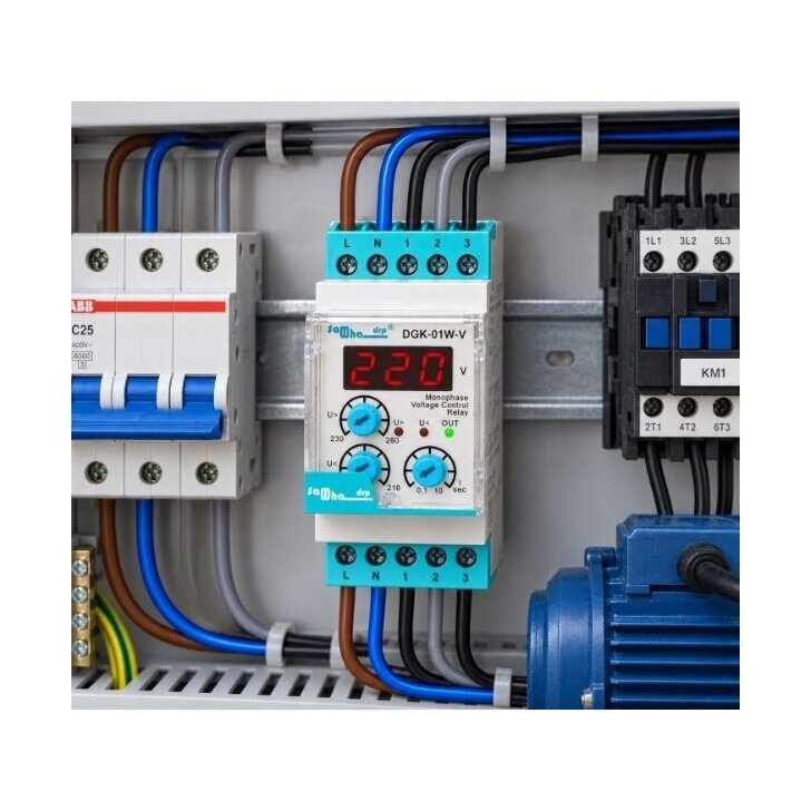 Modułowy | cyfrowy | przekaźnik kontroli napięcia | przekaźnik zabezpieczający | 230V | 230-280V | 150-210V | DIN 4