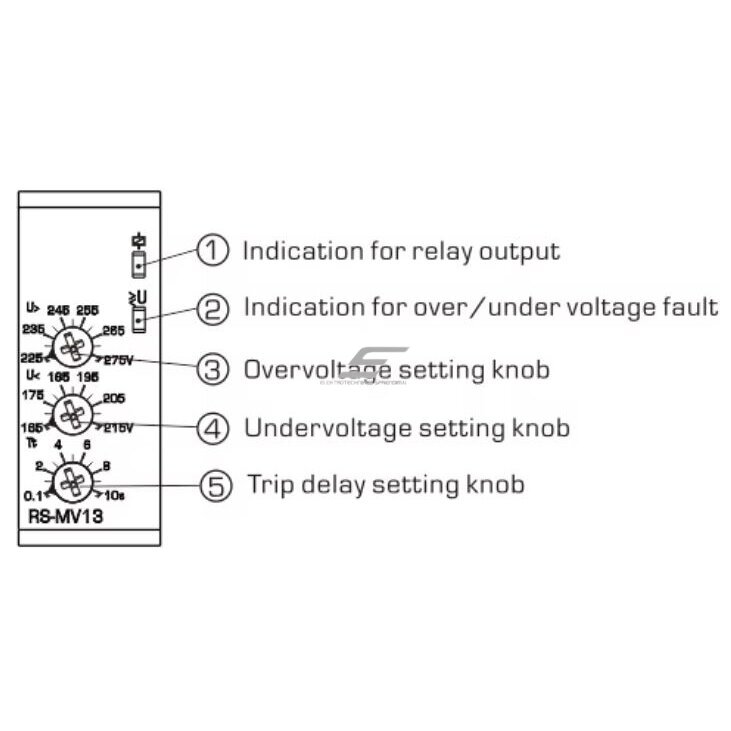 Modular voltage control relay | 1-phase | 8A | 230VAC | 225-275V | 165-215V | mechanical | DIN rail 1 Modular voltage control relay | 1-phase | 8A | 230VAC | 225-275V | 165-215V | mechanical | DIN rail 1