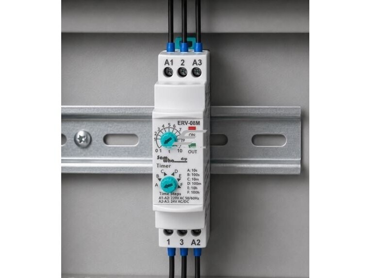 Modulinė laiko relė | laikmatis | su įjungimo uždelsimu | 0,1s-100val. | 5A | 150-260VAC/24VAC/DC | DIN 5 Modulinė laiko relė | laikmatis | su įjungimo uždelsimu | 0,1s-100val. | 5A | 150-260VAC/24VAC/DC | DIN 5