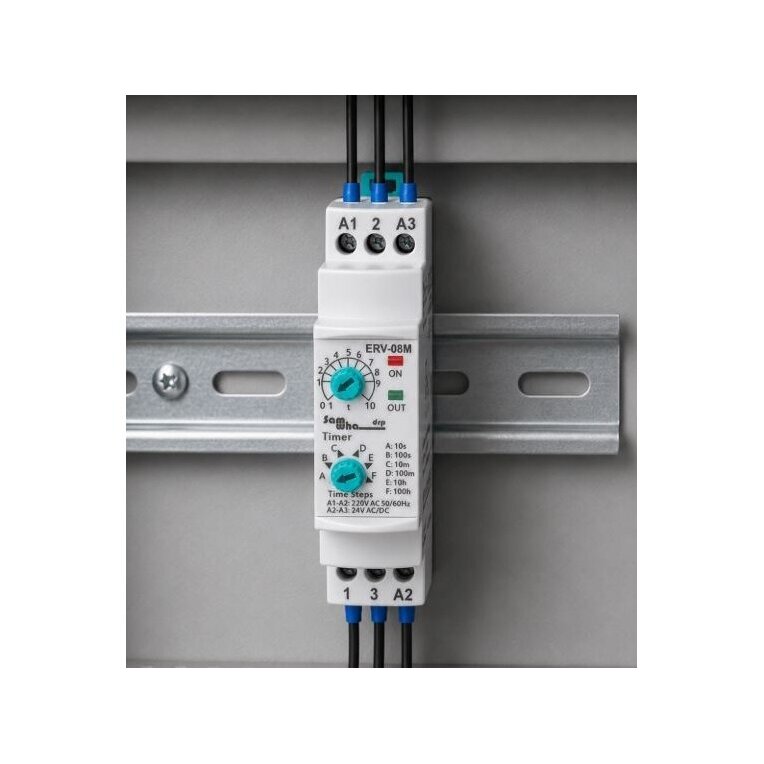 Modular Time Relay | Timer | ON Delay | 0.1s-100h | 5A | 150-260VAC / 24VAC/DC | DIN Rail 5