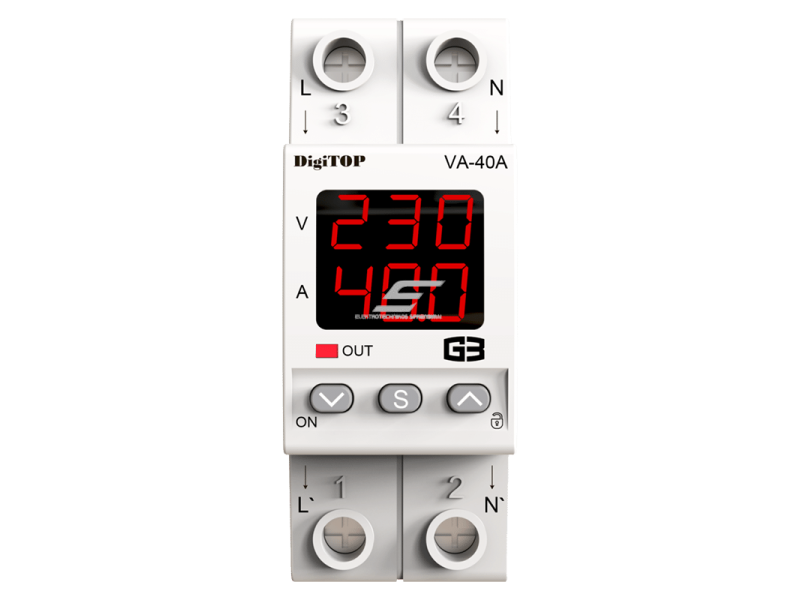 Modulinė | skaitmeninė | įtampos kontrolės relė su srovės valdymu | 1F | 40A | DIN | DigiTOP | G3R | VA-40A 1