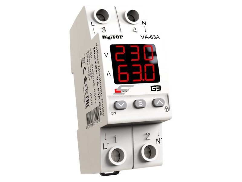 Modulinė | skaitmeninė | įtampos kontrolės relė su srovės valdymu | 1F | 63A | DIN | DigiTOP | G3R | VA-63A Modulinė | skaitmeninė | įtampos kontrolės relė su srovės valdymu | 1F | 63A | DIN | DigiTOP | G3R | VA-63A