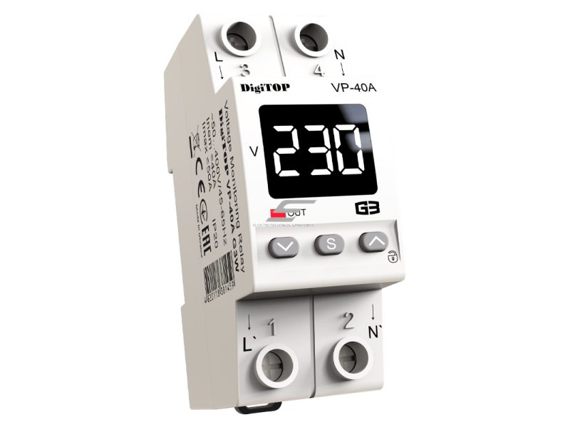 Modulinė | skaitmeninė įtampos kontrolės relė | 1F | 40A | DIN | DigiTOP | G3W | VP-40A Modulinė | skaitmeninė įtampos kontrolės relė | 1F | 40A | DIN | DigiTOP | G3W | VP-40A