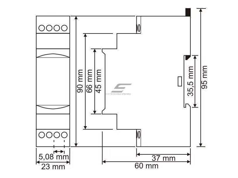 Modulinė trifazė fazių kontrolės | sekos | apsaugos relė | 3x380V | fazių asimetrija 30% | DIN 3