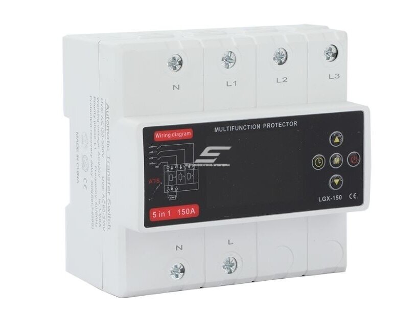 Modulinis multifunkcinis rezervinis automatinis galios perjungiklis su apsaugos funkcijomis | elektros energijos matavimu | generatoriams | nepertraukiamam elektros energijos tiekimui | 150A | 3x230V | iš 380V į 230V 1 Modulinis multifunkcinis rezervinis automatinis galios perjungiklis su apsaugos funkcijomis | elektros energijos matavimu | generatoriams | nepertraukiamam elektros energijos tiekimui | 150A | 3x230V | iš 380V į 230V 1
