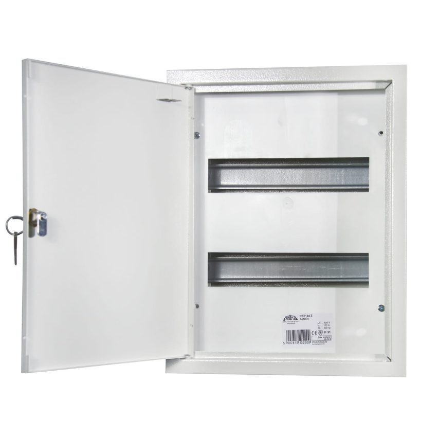 Modułowa rozdzielnica elektryczna | obudowa | szafa | z zamkiem | 24 moduły | 310x395x130 mm | natynkowa | stalowa | IP31 1 Modułowa rozdzielnica elektryczna | obudowa | szafa | z zamkiem | 24 moduły | 310x395x130 mm | natynkowa | stalowa | IP31 1