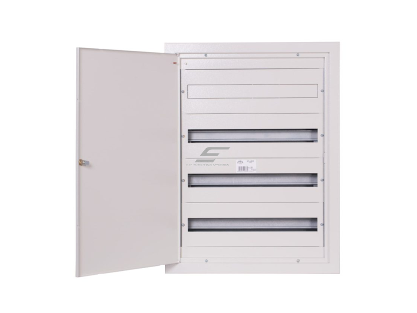 Modulinis elektros paskirstymo skydelis | dėžė | 96 modulių | su spyna | 585x790x127mm | potinkinis | plieninis | IP31  1