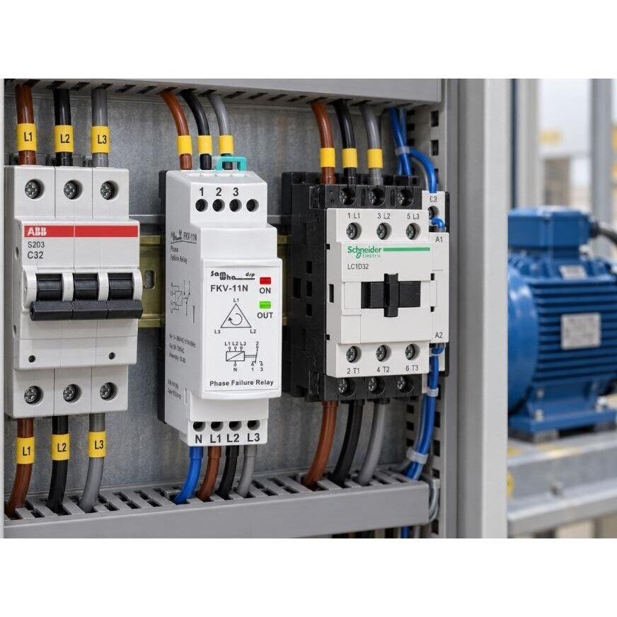 Modulārs trīsfāžu fāžu kontroles relejs | 3x380V | fāžu asimetrija 30% | DIN 3