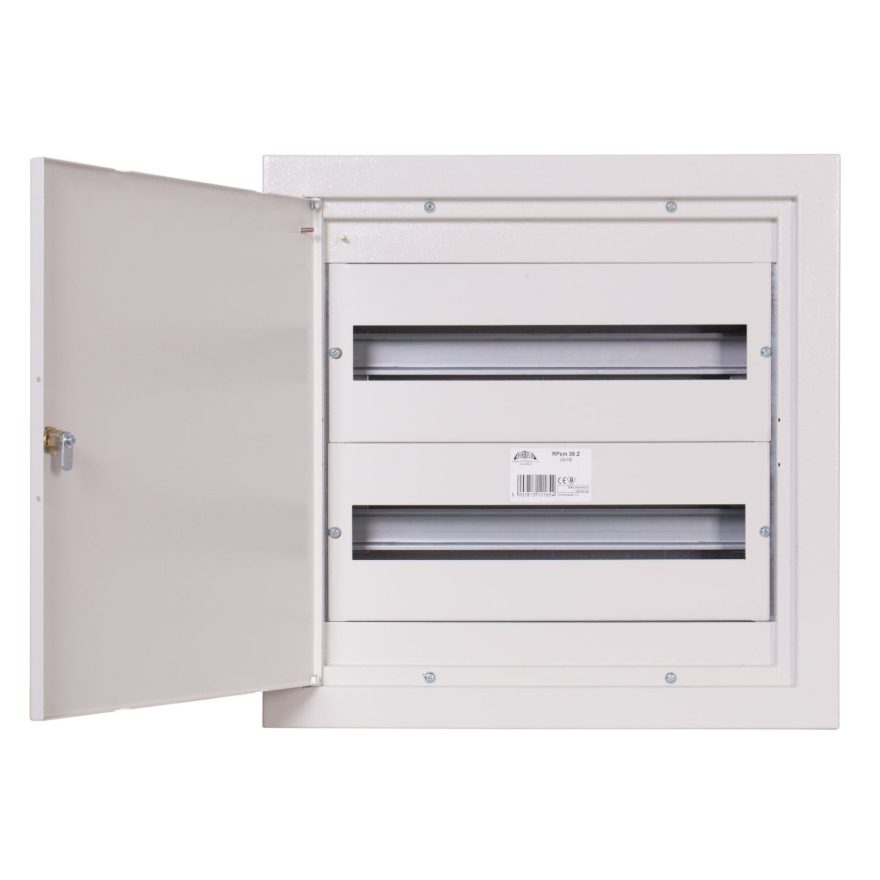 Modular electrical distribution board | enclosure | 36 modules | with lock | 480x480x127 mm | flush-mounted | steel | IP31 1