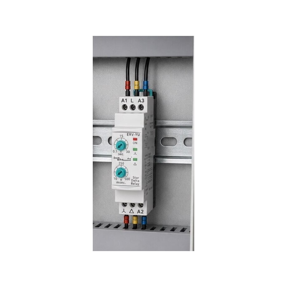 Modułowy przekaźnik czasowy | Timer | Do rozruchu silnika trójfazowego | 0,1-30s | 1-500ms | 5A | 150-260VAC / 24VAC/DC | DIN 5