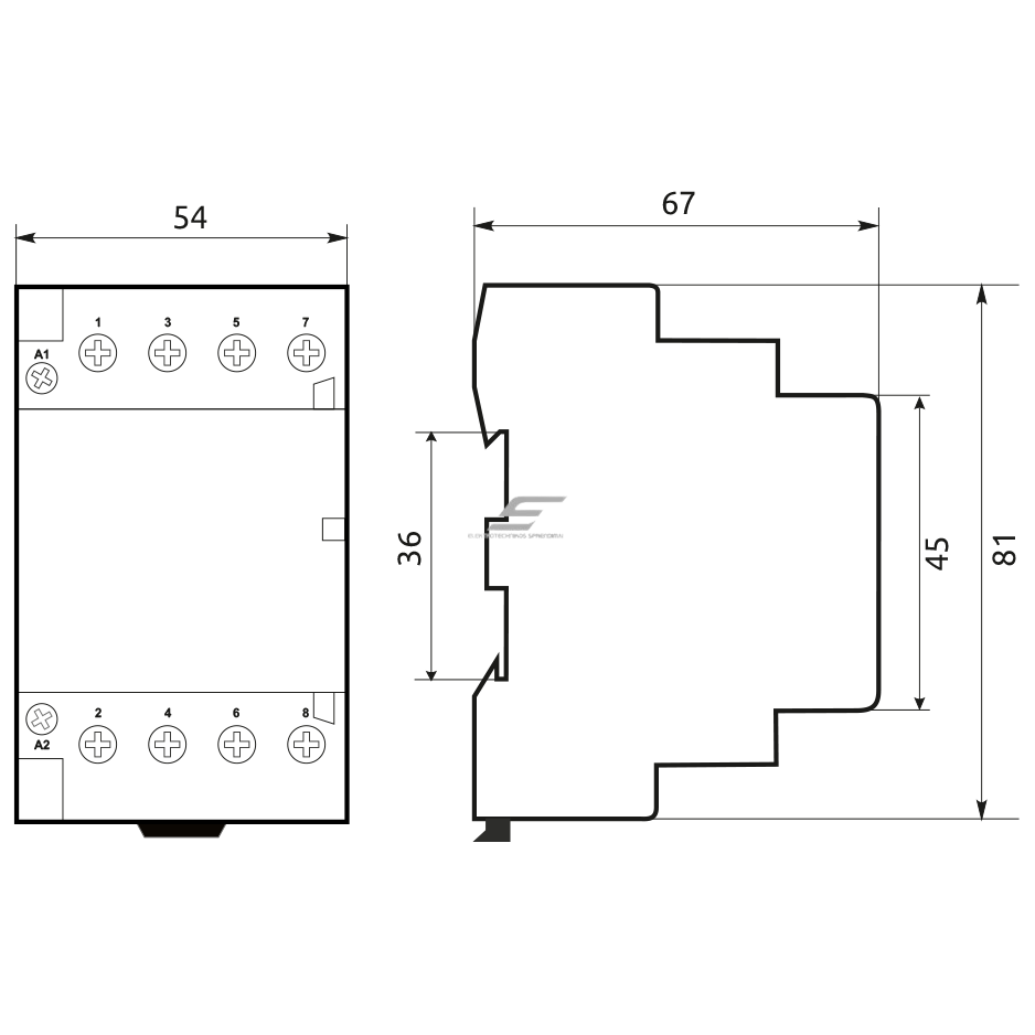 Modułowy stycznik 4P | 4NO | 63A | 230VAC | DIN | MCF3 Promfactor Baltic MCF36340230 1