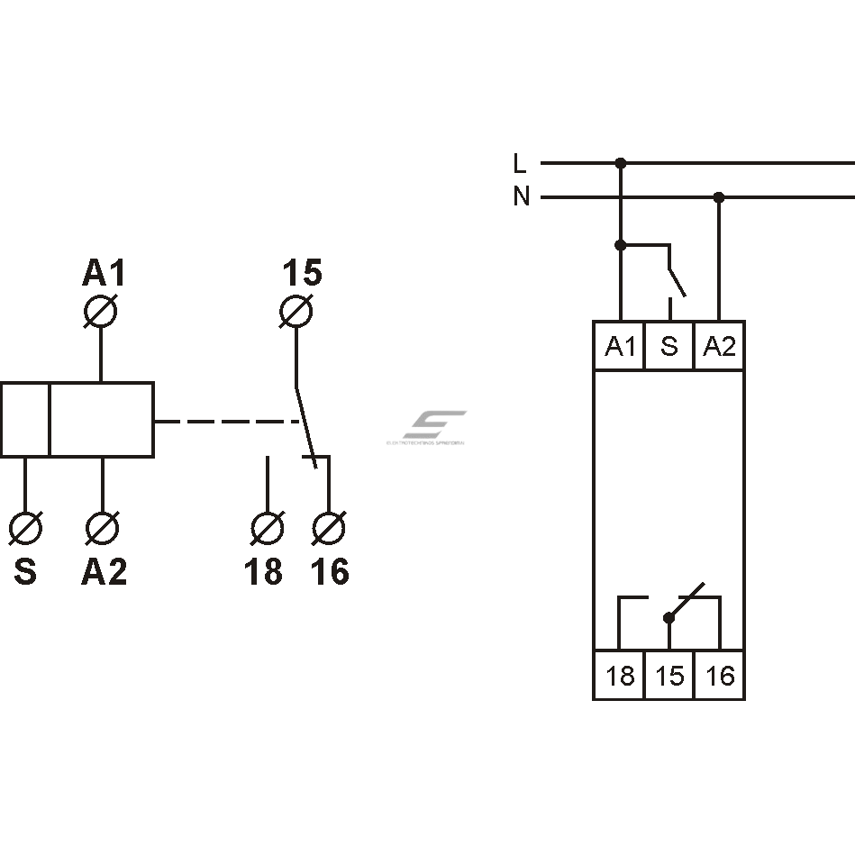 Modulaarne tsükliline taimerelää | 1C/O | 8A | 12–240VAC/DC | IP20 | DIN | Promfactor Baltic FRT14 51 2