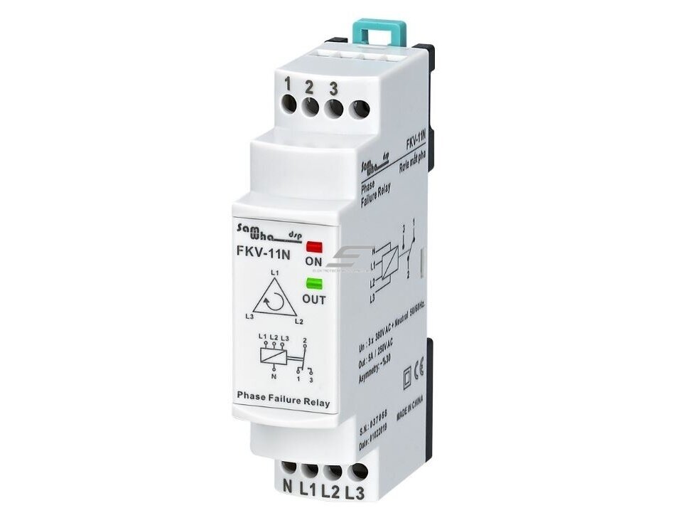 Modulinė trifazė fazių kontrolės relė | 3x380V | fazių asimetrija 30% | DIN Modulinė trifazė fazių kontrolės relė | 3x380V | fazių asimetrija 30% | DIN