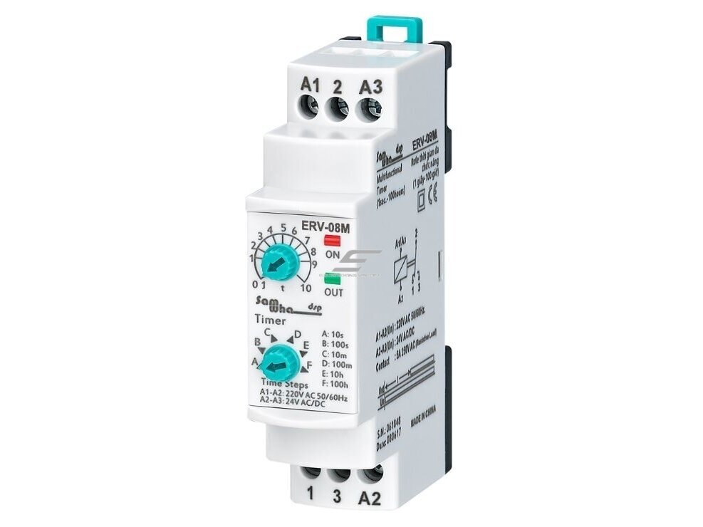 Modulinė laiko relė | laikmatis | su įjungimo uždelsimu | 0,1s-100val. | 5A | 150-260VAC/24VAC/DC | DIN