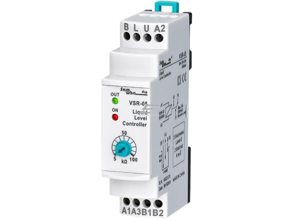 Modulinė skysčio lygio kontrolės relė | 5A | 150-260VAC | <100kΩ | DIN