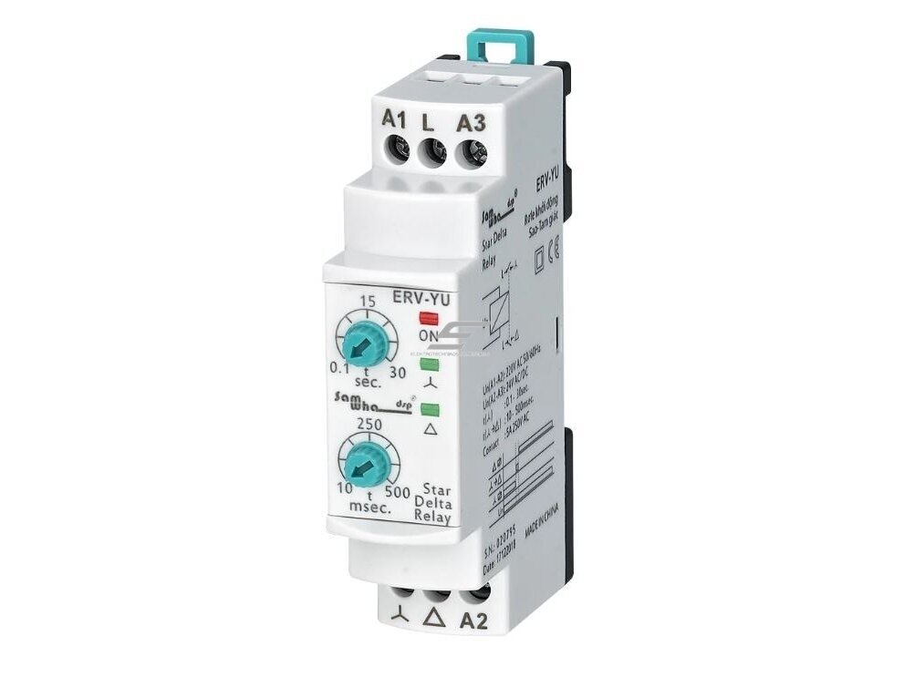 Modulinė laiko relė | laikmatis | trifaziam variklio paleidimui | 0,1-30s | 1-500ms | 5A | 150-260VAC/24VAC/DC | DIN