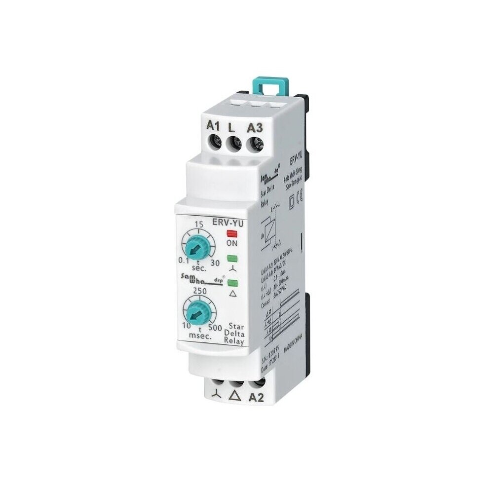Modułowy przekaźnik czasowy | Timer | Do rozruchu silnika trójfazowego | 0,1-30s | 1-500ms | 5A | 150-260VAC / 24VAC/DC | DIN Modułowy przekaźnik czasowy | Timer | Do rozruchu silnika trójfazowego | 0,1-30s | 1-500ms | 5A | 150-260VAC / 24VAC/DC | DIN