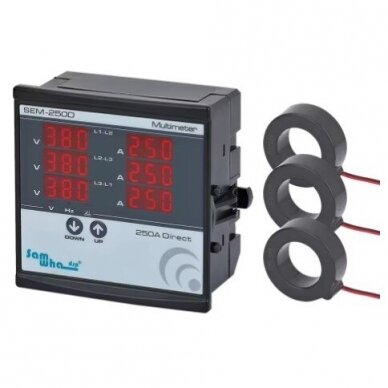 Panel | Digital Multimeter | with 3 Current Transformers (CT) | Current | Voltage | Frequency Meter | 3F | 10-250A | 1-500VAC Panel | Digital Multimeter | with 3 Current Transformers (CT) | Current | Voltage | Frequency Meter | 3F | 10-250A | 1-500VAC