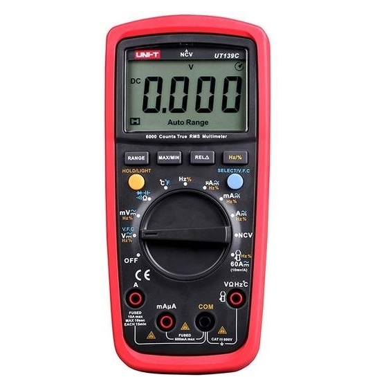 Multimetr z pomiarem częstotliwości | pojemności | temperatury | ciągłości obwodu | testem diod | tester dla elektryka | CAT III | UT139C UNI-T Multimetr z pomiarem częstotliwości | pojemności | temperatury | ciągłości obwodu | testem diod | tester dla elektryka | CAT III | UT139C UNI-T